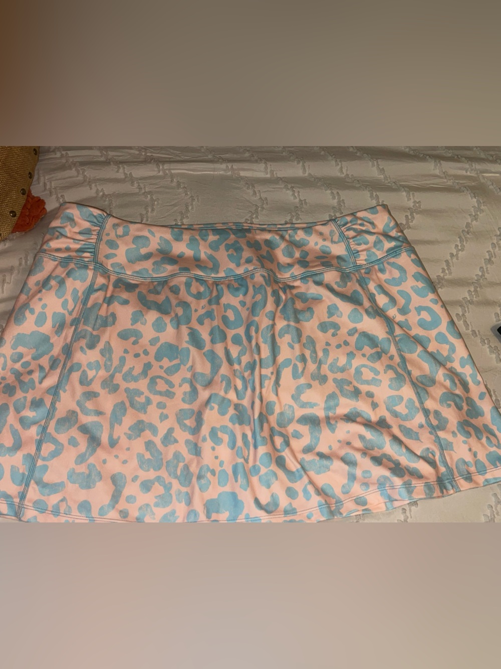 Pink Mini Skirt with Light Blue Leopard Print